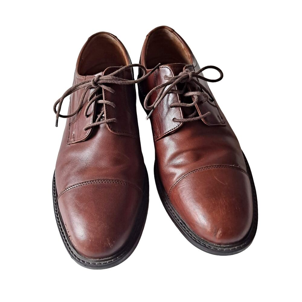 Johnston & Murphy Tabor Lace Up Cap Toe Leather Oxford Shoes Brown Mens Siz 11.5